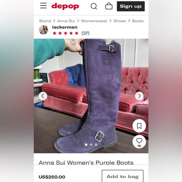 REDUCED!! Anna Sui for Hush Puppies tall suede boots! Zipper! Size 6 us - Picture 16 of 17